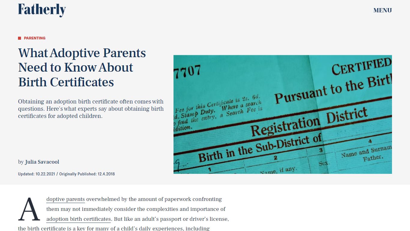 What Adoptive Parents Need to Know About Birth Certificates - Fatherly